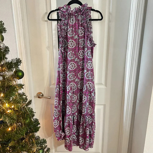 1026 Figue Printed Midi Dress Size Medium Color Purple - Picture 8 of 8